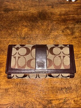 Coach Brown Signature Jacquard Continental Wallet